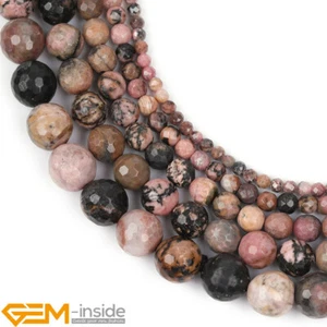Black Rhodonite Natural Gemstone Faceted Round Loose Beads for Jewelry Making15" - Picture 1 of 39