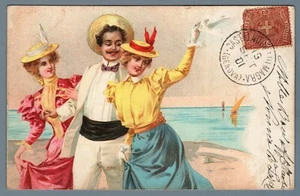 CR1940 Cartoline augurali: Uomo con due donne - Viaggiata - Imagen 1 de 1