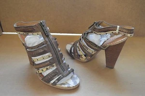 Miss Sixty Women's Quincy Taupe Leather Open Toe Shoes Heels - Picture 1 of 5