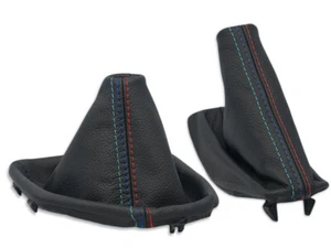 FOR BMW E39 95-03 GEAR SHIFT BOOT + HANDBRAKE GAITER LEATHER STITCH MPower - Picture 1 of 4