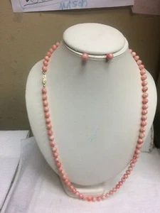 VINTAGE 7 MM NATURAL RICH PINK CORAL BEADS NECKLACE 26' INCH LENGTH - Picture 1 of 8