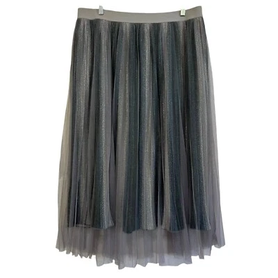 ModCloth Double Layer Tulle Midi Skirt Pleated Gradient Glittery Ballerina XL - Image 1 of 4