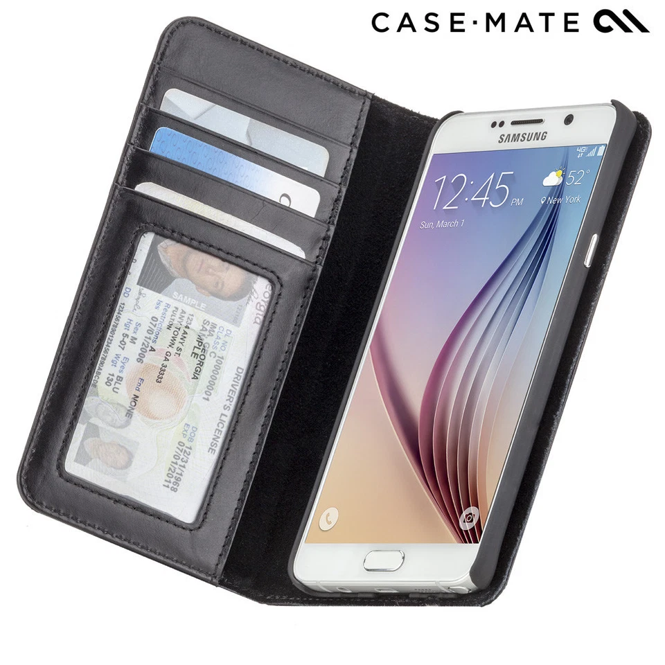 GENUINE CASEMATE GALAXY NOTE 7 LEATHER WALLET FOLIO CASE COVER | BLACK - Image 1 of 4