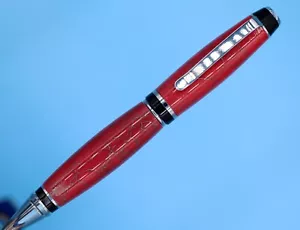 Popular bolígrafo clásico para cigarros en acabado cromado con piedra sintética de jaspe rojo - Imagen 1 de 13