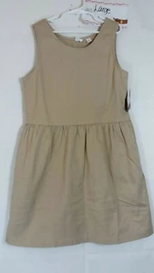 Gap Kids Girls School Uniform Sleeveless Khaki Side Pockets Zip Side Dress - Picture 1 of 12