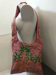 Indien Boutique Umhängetasche Handtasche Damen mehrfarbig grün Blätter Palmen Hobo Bag - Bild 1 von 20