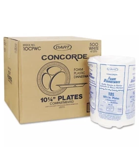 Dart Concorde Foam Plate Compartmented 10 1/4" dia WE 125/Pack 4 Packs/Carton - Picture 1 of 2