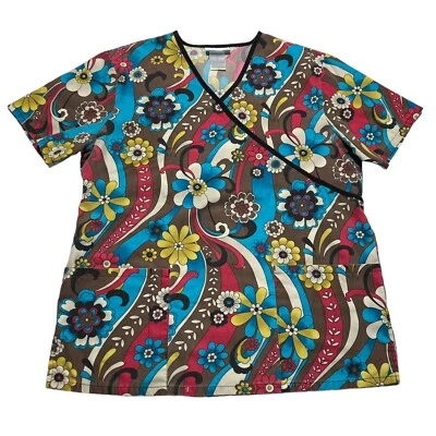 Blusa Médica Estampada SB Multicolor Floral Manga Corta Para Mujer Talla M” Foto 1 de 4