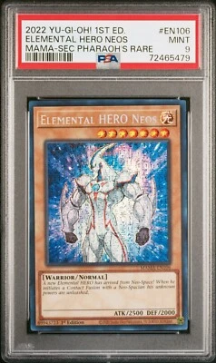 1x Yugioh 1st Edition Elemental Hero Neos MAMA-EN106 PSA 9 Secret Pharaoh's Rare - Image 1 of 2
