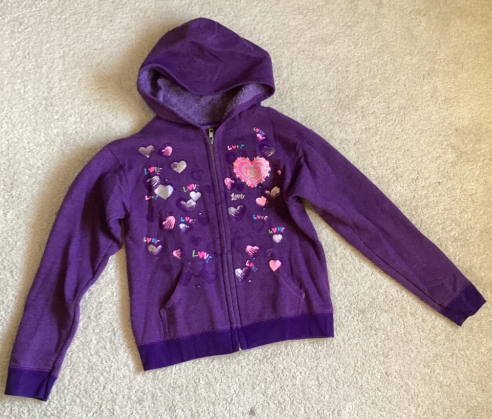 Girls HANES purple jacket full zip Size Medium 7/8 children’s coat kids clean - Image 1 of 3
