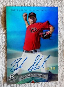 Braden Shipley 2014 Bowman Platinum Auto Blue Refractor Card #193/199 Arizona - Bild 1 von 1