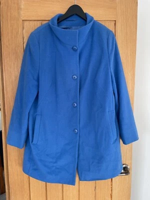 Chaqueta Abrigo Basler Forrada Lana Cachemira Reino Unido Talla 16 Azul Cobalto Capa Styleswing Foto 1 de 4