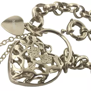 925 Sterling Silver Filled Belcher Antique Padlock Necklace Chain Boltring 50cm - Picture 1 of 3