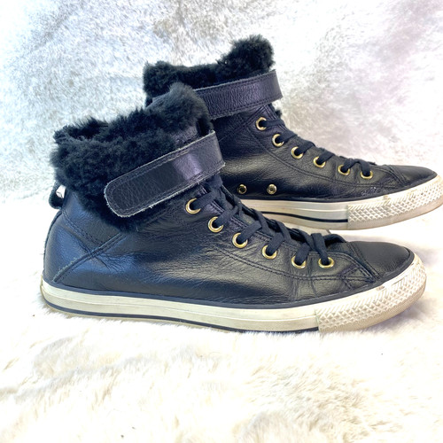 Sneakers alte Converse Chuck Taylor Brea donna 12 nere foderate in pelliccia sintetica stringate