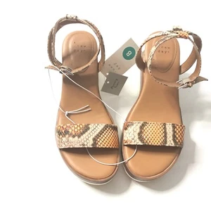 A New Day Damen-Sandalen Größe 8 Abigail Knöchelriemen Kork Keilabsatz braun Memory - Bild 1 von 9