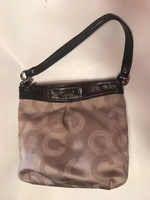 Bolsa tiracolo Coach Ashley pontilhada op-art couro marrom bege bronzeado H1280 F20088 C - Imagem 1 de 4