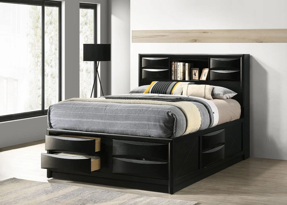 Briana Modern Wood Queen Platform Storage Bed in Black Queen or King - Imagem 1 de 4