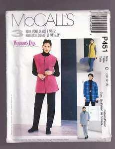 McCALLS P451 WOMAN'S DAY COLLECTION 3 HOUR JACKET OR VEST AND PANTS 10-12-14 - Picture 1 of 2