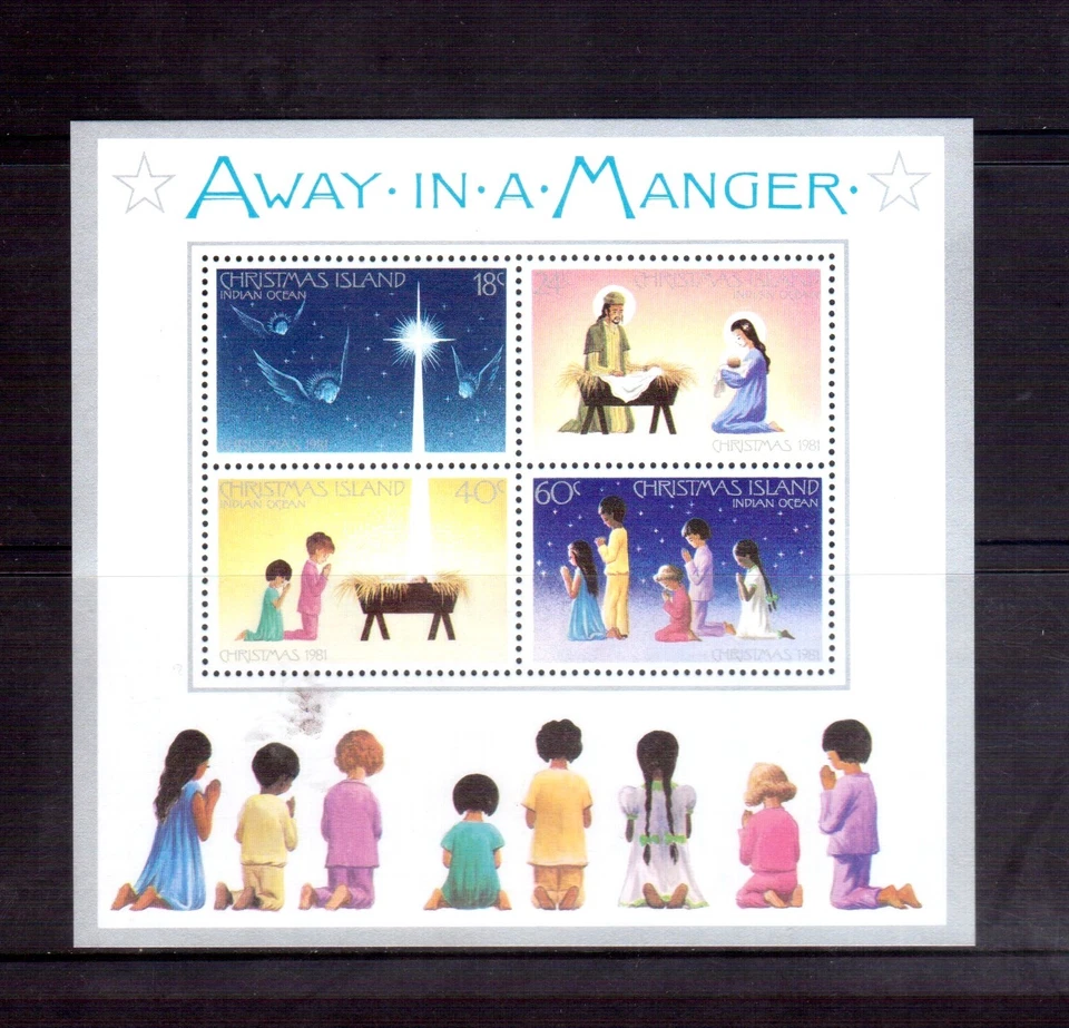 CHRISTMAS IS 1981 Рождественский мини лист MUH - Изображение 1 из 1