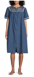 NWT Go Softly S Kaftan Denim Bird House Zip Embroidered Patio Dress 124621 - Picture 1 of 4