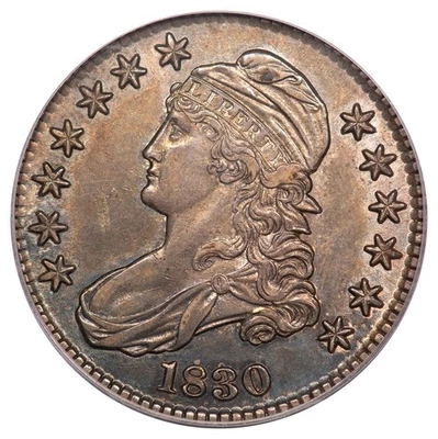1830 O-118 50C Small 0 Capped Bust Half Dollar PCGS AU55 - Image 1 of 3