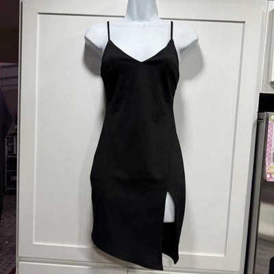 Mystic Black Asymmetrical Mini Dress S Y2K 90s Mesh Club Whimsigoth Fairygrunge - Image 1 of 4