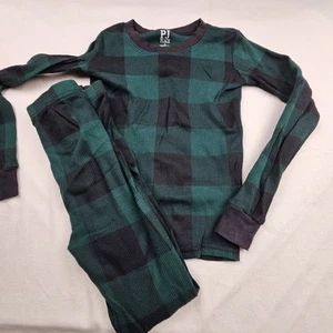 The Childrens Place Unisex Kids Size 8 Sleepwear 2pc Set Pajamas Green Plaid - Picture 1 of 8