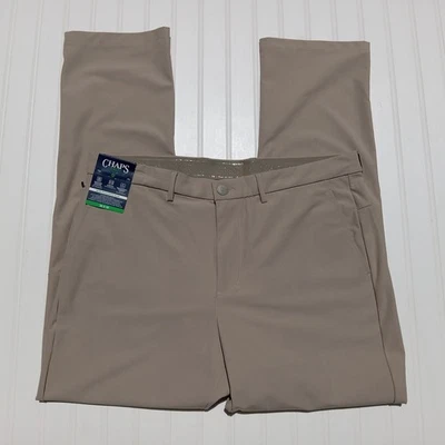 Pantalones de vestir CHAPS para hombre 42 x 30 beige rendimiento golf frente plano calce ajustado pantalones Foto 1 de 4