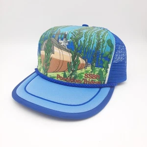 Vintage Marine U-Boot SSBN Poseidon Triton Mütze Schaumstoff Netz Trucker Seil Druckknopflasche - Bild 1 von 14