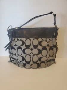 Vintage Coach 12674 Tasche schwarz/Jacquard außen, Lederbesatz - Bild 1 von 7