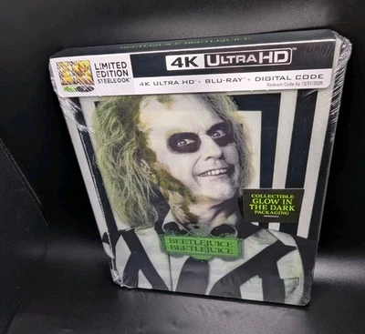 Beetlejuice 2 4K UHD Blu-Ray Glow In The Dark Steelbook W/ Digital Code NEW  - Image 1 of 4
