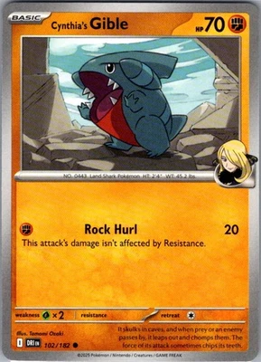 Cynthia's Gible 102/182 Regular Common SV10: Destined Rivals NM - Image 1 of 2
