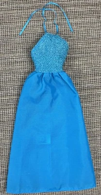 1990's BARBIE doll Fashion DRESS Turquoise Blue Evening Gown pink "B" label Foto 1 de 4
