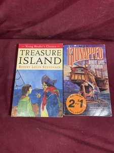 Robert Louis Stevenson book lot of 2 Treasure Island, Kidnapped - Imagen 1 de 3