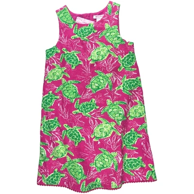 Tommy Bahama Girls Sz 10 Sea Turtle Dress Pink Green Sleeveless Kids Lined NWT - Image 1 of 4