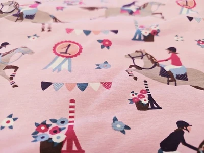 2 Yd Horse Show Jersey Knit Fabric Fun Casual  Children Wear   - Image 1 of 2
