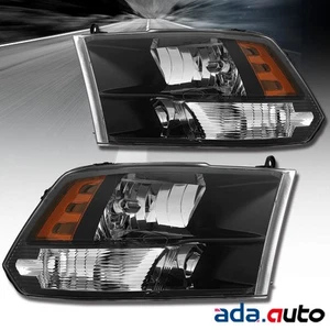 For 2009-2018 Dodge Ram 1500 2500 3500 Quad Headlights Lamps Black Left+Right - Picture 1 of 3