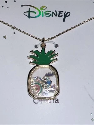 Disney Stitch Ohana Piña Colgante con Cristal Flotante 16" Collar - NUEVO Foto 1 de 4