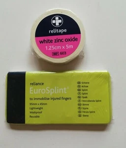 EURO SPLINT FINGER SPLINT PLUS ZINC OXIDE TAPE- BROKEN BONES & SPRAIN INJURIES - Picture 1 of 4