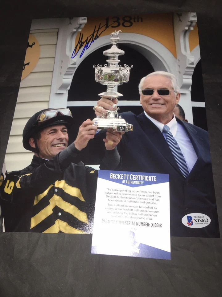Foto firmada por Gary Stevens de 8x10 legendario jockey Beckett Foto 1 de 1