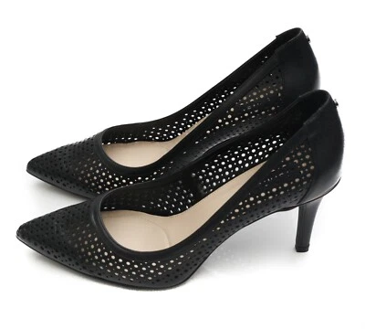 Jones New York Delta Perforated Burnished Black Leather Pumps, WMNn Size 9M - Image 1 of 4