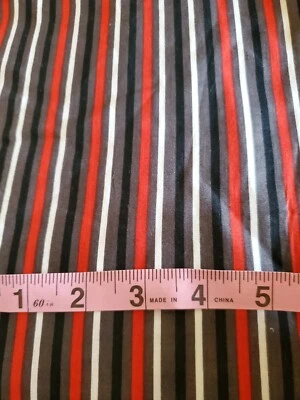 Vintage Sewing Fabric Springs Creative Red Black White Stripe 30x45" Cotton - Image 1 of 4
