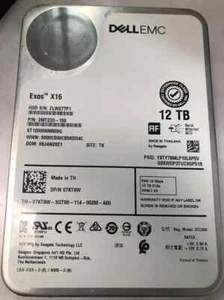 EMC Exos X16 12TB 3.5" Hard Drive ST12000NM009G 7.2K 2MT233-150 7KT9W Dell - Picture 1 of 1