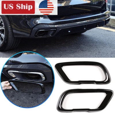 Cubierta de tubo de escape de acero inoxidable negro para BMW X5 G05 X7 G07 2019-21 EE. UU. Foto 1 de 4