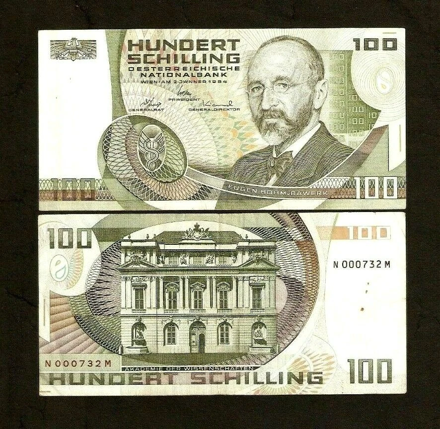 AUSTRIA 100 CHELINES P150 1984 Muy Bajo # EURO ACADEMIA EDIFICIO BILLETE USADO Foto 1 de 1
