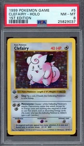 PSA 8 Pokemon 1999 1st Edition Shadowless Base Set Clefairy #5 Holo THICK STAMP - Bild 1 von 2