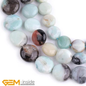 Natural Colorful Amazonite Gemstone Coin Spacer Round Beads Jewelry Making 15" - Picture 1 of 32