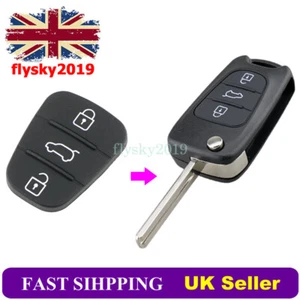 For Hyundai  i10 i20 i30 ix35 3 Button Car Key Case Fob Rubber Pad Insert Repair - Picture 1 of 6