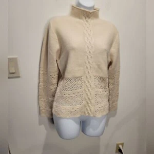 Obermeyer Womens Size M Cream Mix Knit Boho Sweater Top Wool - Picture 1 of 6