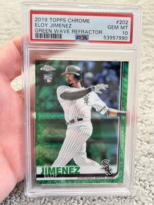 2019 Topps Chrome Eloy Jimenez ( WHITE SOX ) GREEN WAVE REFRACTOR Rookie RC /99